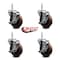Service Caster 4 Inch High Temp Glass Filled Nylon 34 Inch Threaded Stem Caster Set with Brake SCC-TS20S414-GFNSHT-TLB-34212-4 - alternate 3